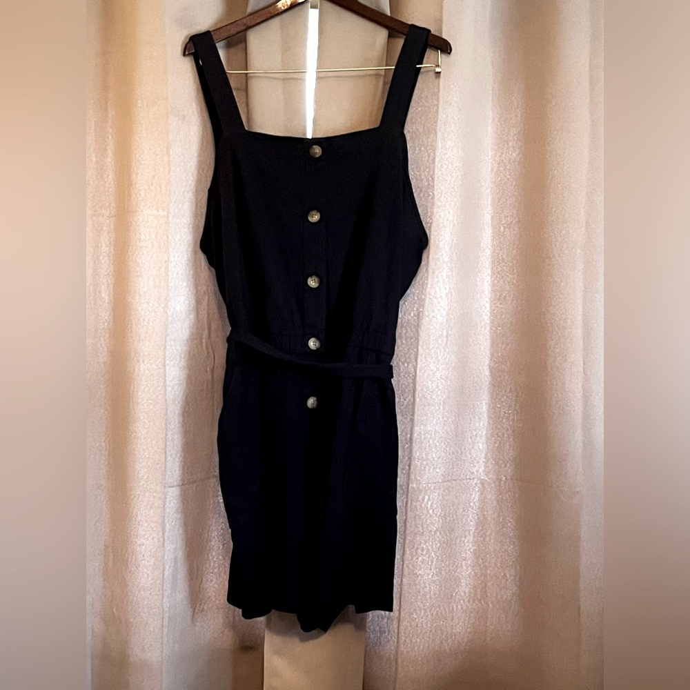 Ava & Viv Navy blue button front romper 2 x GUC